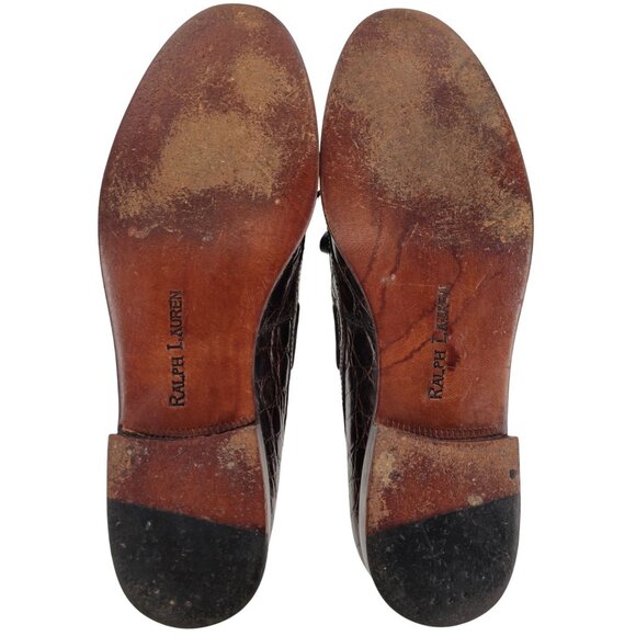 Vintage Ralph Lauren Italy Exotic Brown Alligator Womens 7B Dress Shoes Loafers - Picture 3 of 11